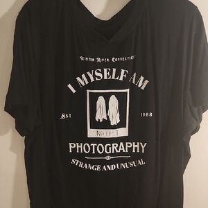 Black Graphic T-Shirt with White Print